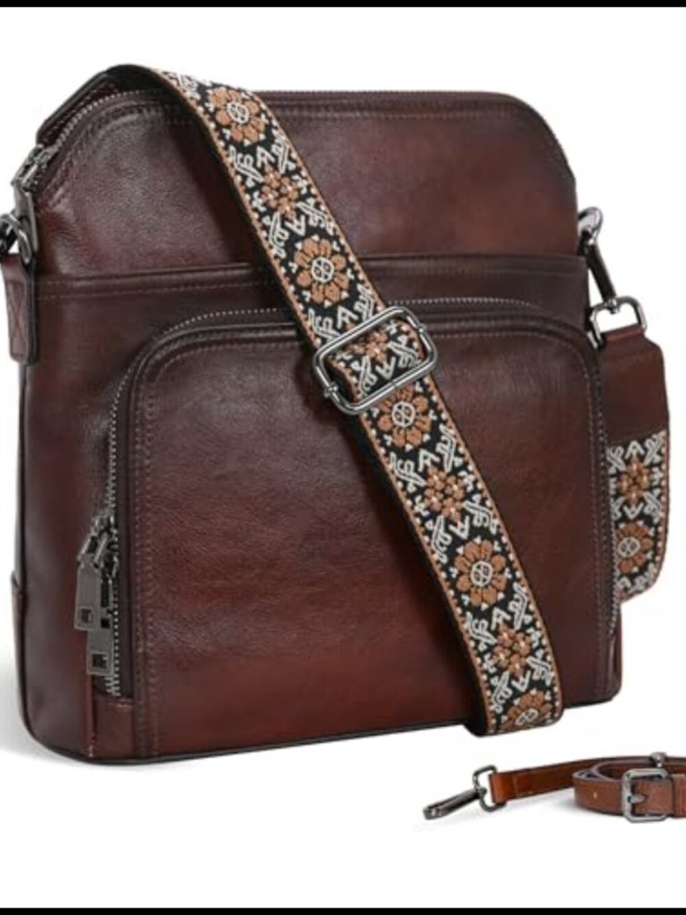 Iswee Vintage Cowhide Leather Crossbody Bag with Built in Wallet